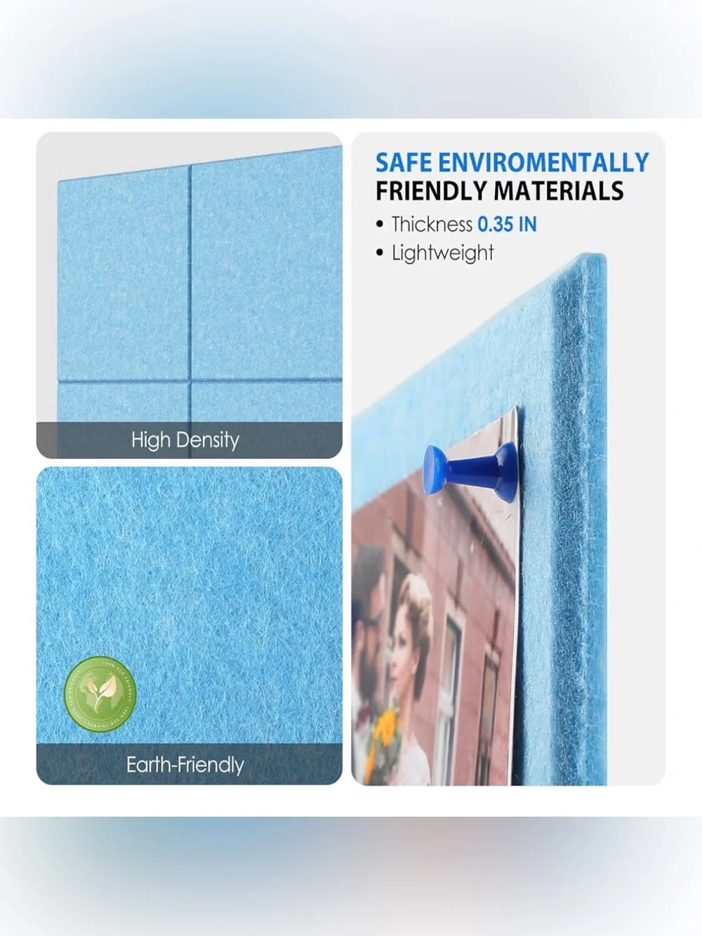 Peel-and-Stick Felt Panel Set - Light Blue